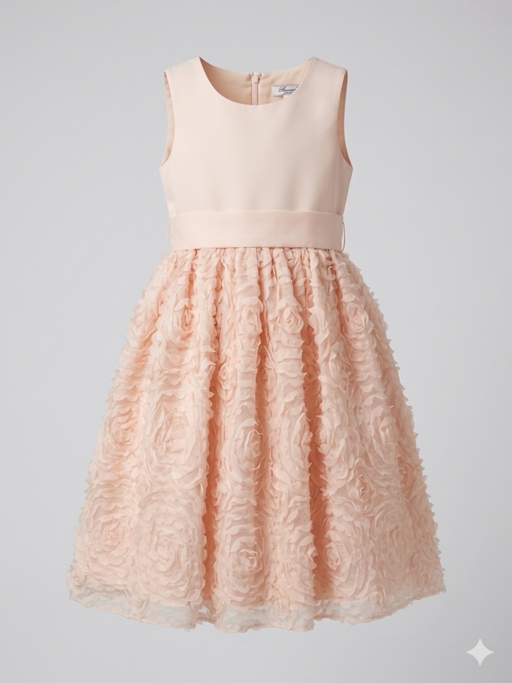 Dorissa Girls Peach/Blush Pink 3D Rosette Special Occasion Dress - Size 6X
